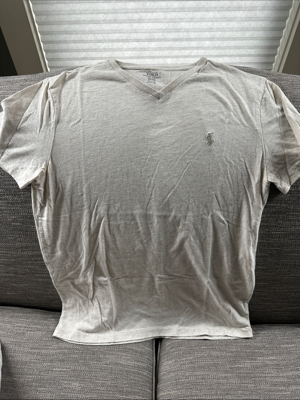 Ralph Lauren Short Sleeve V-Neck Tee in Light Gray